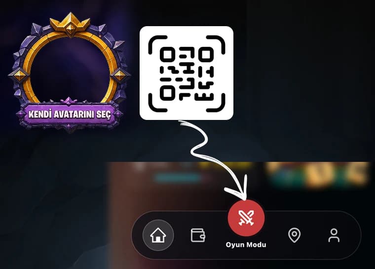 Kendi avatarını seç, QR kod ve Oyun Modu butonu